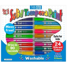 The Pencil Grip™ Thin Stix Solid Tempera Paint Set (Classic, Neon, Metallic), Pack of 24