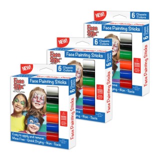 Face Stix™ Face Painting Sticks, 6 Colors Per Pack, 3 Packs