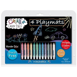 The Pencil Grip™ Black Board Playmat Kit with 12 Wonder Stix, 12" x 17", 4 Boards