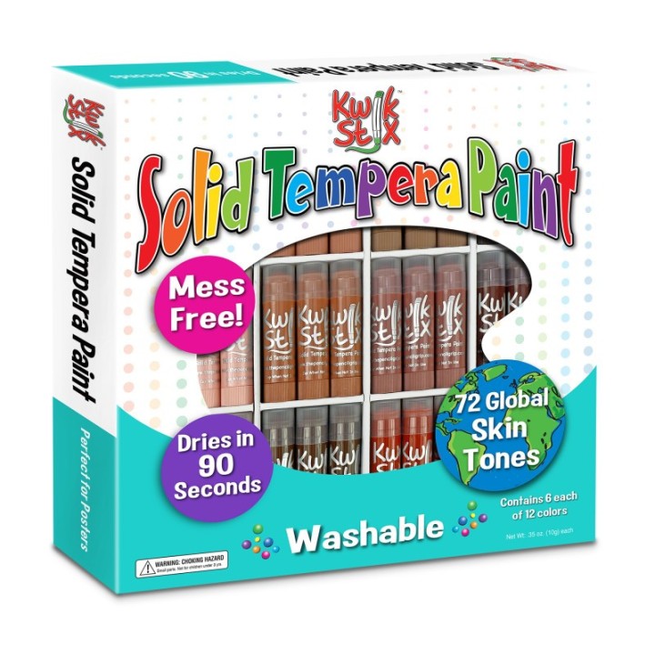 Kwik Stix™ Solid Tempera Paint Sticks, Global Skin Tones, Class Pack Set of 72 Colors