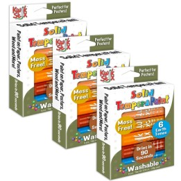 Kwik Stix™ Solid Tempera Paint, Earth Tones, 6 Per Pack, 3 Packs