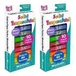 Kwik Stix™ Solid Tempera Paint, Jewel Tones, 10 Per Pack, 2 Packs