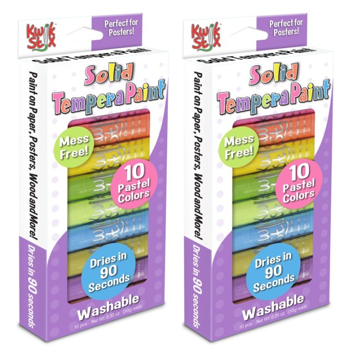 Kwik Stix™ Solid Tempera Paint, Pastel Tones, 10 Per Pack, 2 Packs