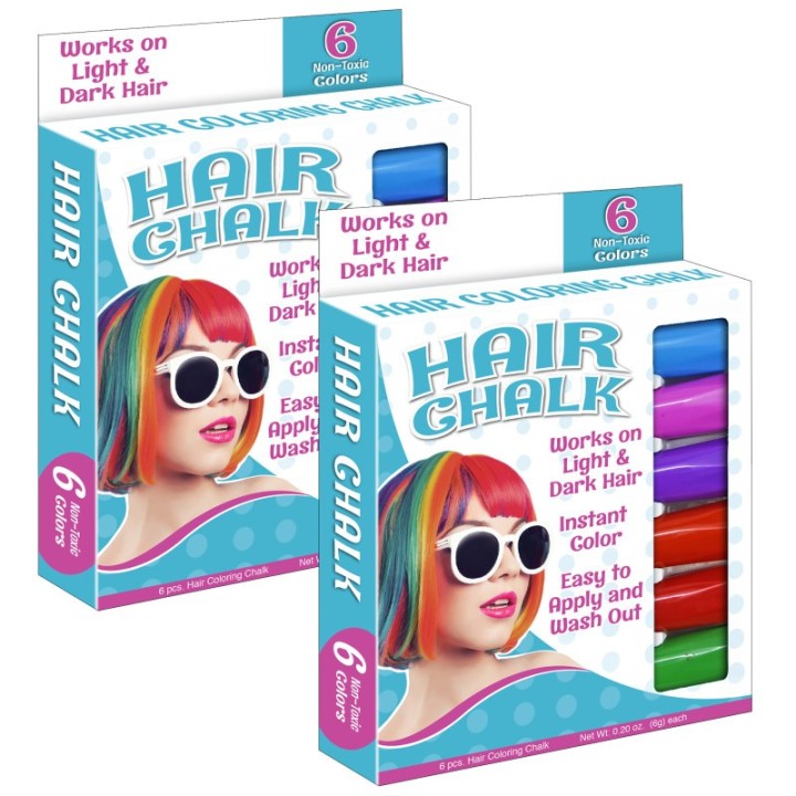 The Pencil Grip™ Hair Coloring Chalk, 6 Colors Per Pack, 2 Packs