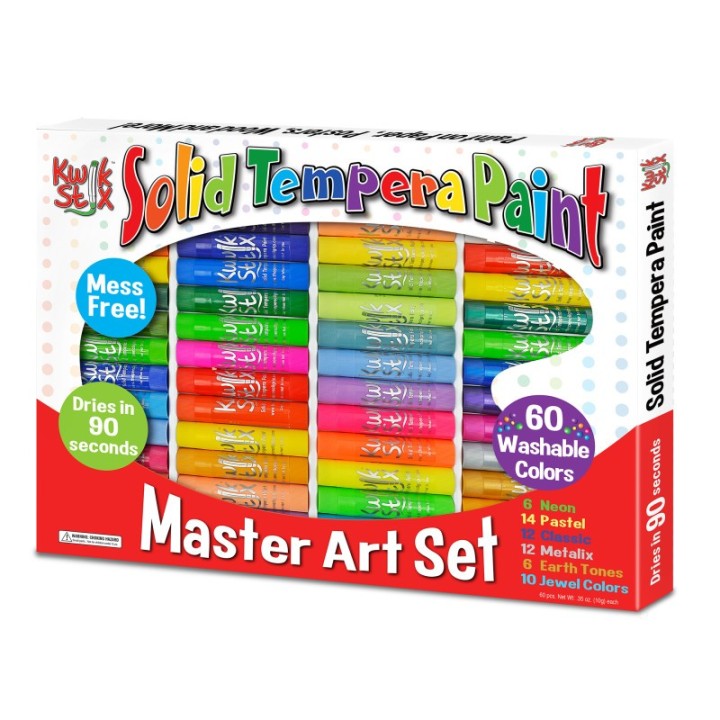 Kwik Stix™ Solid Tempera Paint, Master Art Set, 60 Colors