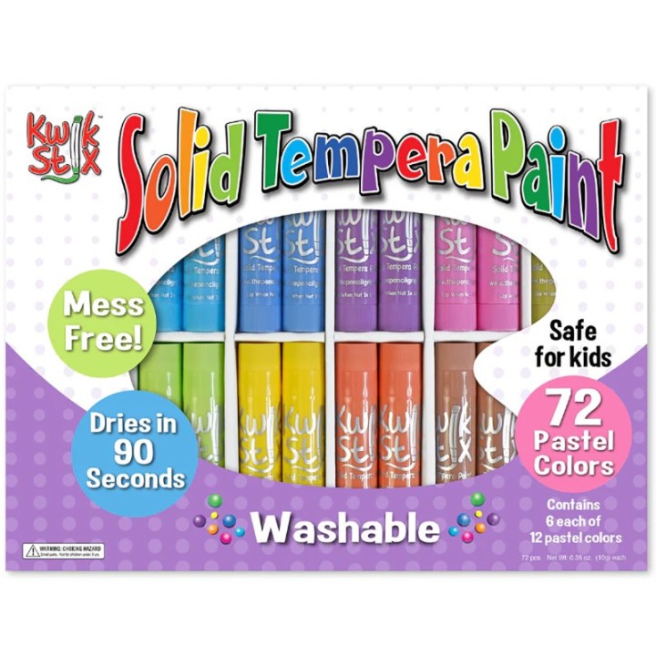 Kwik Stix™ Tempera Paint Sticks Classpack, Pastel, 6 of Each Color, 72 Count