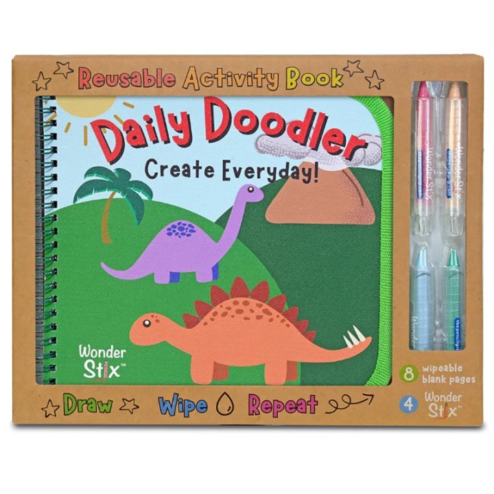 The Pencil Grip™ Daily Doodler Reusable Activity Book- Dino Cover, Includes 4 Wonder Stix