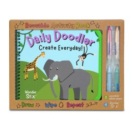 The Pencil Grip™ Daily Doodler Reusable Activity Book-Wild Animals Cover, Includes 4 Wonder Stix
