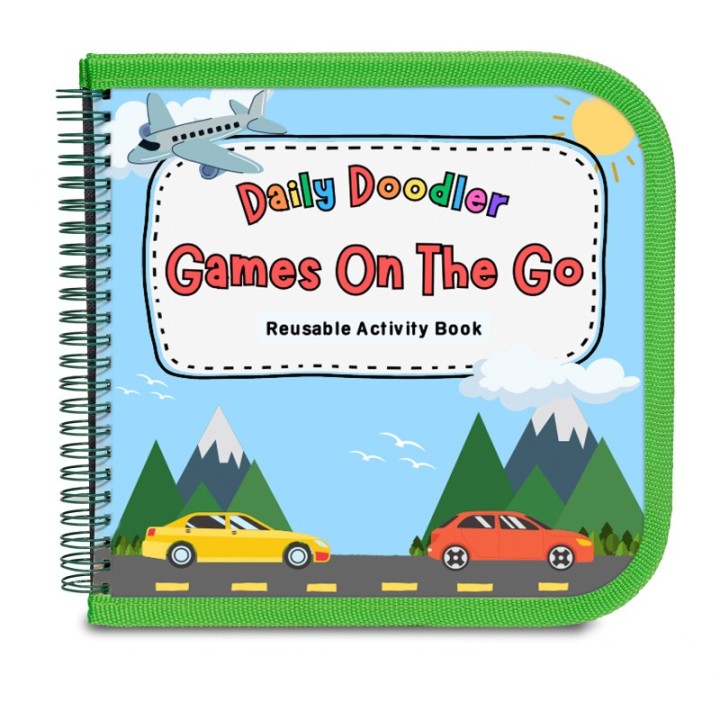 The Pencil Grip™ Daily Doodler Reusable Activity Book- Games On The Go, Includes 4 Wonder Stix