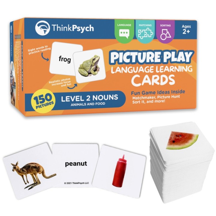 ThinkPsych Level 2 Nouns Flash Cards - 150 Picture Cards for Speech Therapy & Autism Learning Materials