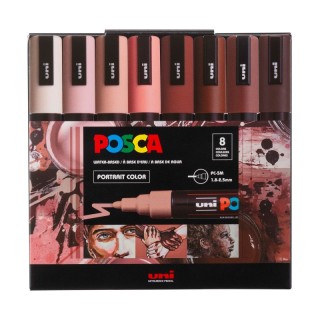 POSCA PC-5M Paint Markers, Medium Bullet Tip (1.8-2.5 mm), Portrait Colors, Set of 8