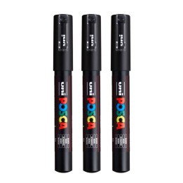 POSCA PC-1M Paint Marker, Extra Fine Bullet Tip (0.7-1.0 mm), Black, Pack of 3
