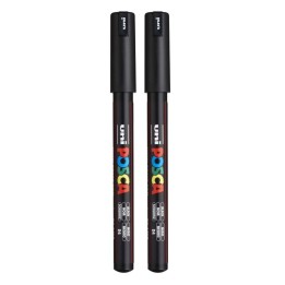 POSCA PC-1MR Paint Marker, Extra Fine Pin Tip (0.7 mm), Black, Pack of 2