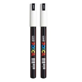 POSCA PC-1MR Paint Marker, Extra Fine Pin Tip (0.7 mm), White, Pack of 2