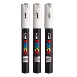 POSCA PC-1M Paint Marker, Extra Fine Bullet Tip (0.7-1.0 mm), White, Pack of 3