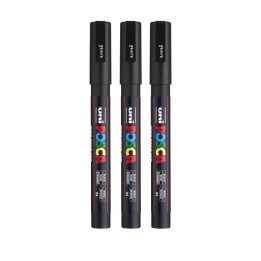 POSCA PC-3M Paint Marker, Fine Bullet Tip (0.9-1.3 mm), Black, Pack of 3