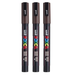 POSCA PC-3M Paint Marker, Fine Bullet Tip (0.9-1.3 mm), Dark Brown, Pack of 3