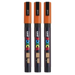 POSCA PC-3M Paint Marker, Fine Bullet Tip (0.9-1.3 mm), Orange, Pack of 3