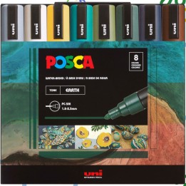POSCA PC-5M Paint Markers, Medium Bullet Tip (1.8-2.5 mm), Earthtone Colors, Set of 8