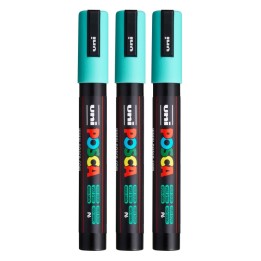 POSCA PC-5M Paint Markers, Medium Bullet Tip (1.8-2.5 mm), Aqua Green, Pack of 3