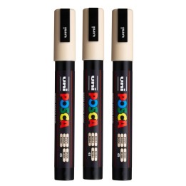 POSCA PC-5M Paint Markers, Medium Bullet Tip (1.8-2.5 mm), Beige, Pack of 3