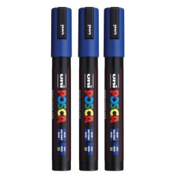 POSCA PC-5M Paint Markers, Medium Bullet Tip (1.8-2.5 mm), Blue, Pack of 3