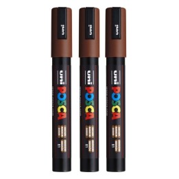 POSCA PC-5M Paint Markers, Medium Bullet Tip (1.8-2.5 mm), Brown, Pack of 3