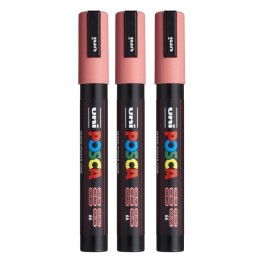 POSCA PC-5M Paint Markers, Medium Bullet Tip (1.8-2.5 mm), Coral Pink, Pack of 3