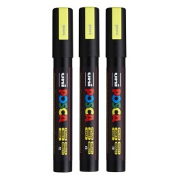 POSCA PC-5M Paint Markers, Medium Bullet Tip (1.8-2.5 mm), Fluorescent Yellow, Pack of 3