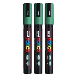 POSCA PC-5M Paint Markers, Medium Bullet Tip (1.8-2.5 mm), Green, Pack of 3