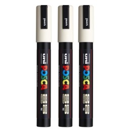 POSCA PC-5M Paint Markers, Medium Bullet Tip (1.8-2.5 mm), Ivory, Pack of 3