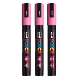 POSCA PC-5M Paint Markers, Medium Bullet Tip (1.8-2.5 mm), Pink, Pack of 3