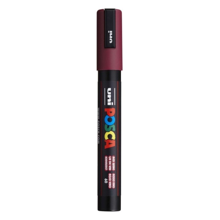 POSCA PC-5M Paint Markers, Medium Bullet Tip (1.8-2.5 mm), Red Wine