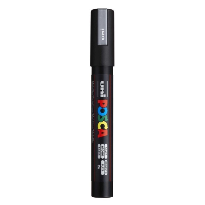 POSCA PC-5M Paint Markers, Medium Bullet Tip (1.8-2.5 mm), Silver