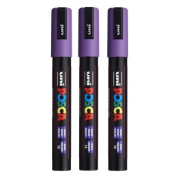 POSCA PC-5M Paint Markers, Medium Bullet Tip (1.8-2.5 mm), Violet, Pack of 3