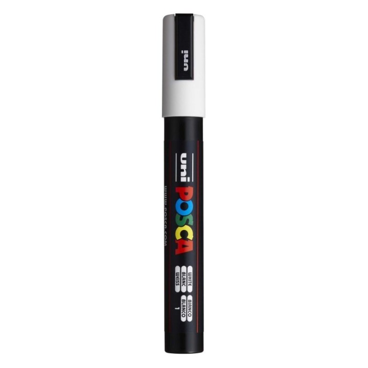 POSCA PC-5M Paint Markers, Medium Bullet Tip (1.8-2.5 mm), White