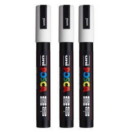 POSCA PC-5M Paint Markers, Medium Bullet Tip (1.8-2.5 mm), White, Pack of 3