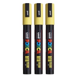 POSCA PC-5M Paint Markers, Medium Bullet Tip (1.8-2.5 mm), Yellow, Pack of 3
