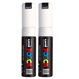 POSCA PC-7M Paint Markers, Broad Bullet Tip (4.5-5.5 mm), White, Pack of 2