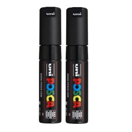 POSCA PC-8K Paint Markers, Broad Chisel Tip (8 mm), Black, Pack of 2
