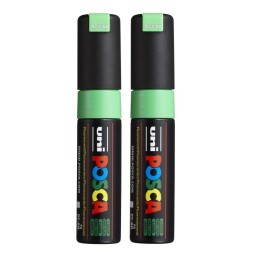 POSCA PC-8K Paint Markers, Broad Chisel Tip (8 mm), Fluorescent Green, Pack of 2