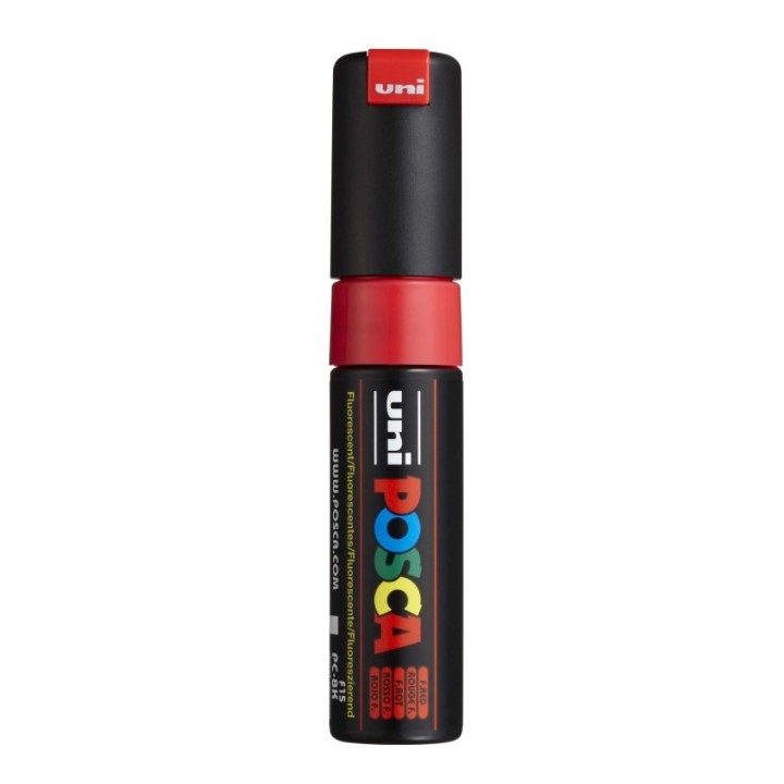 POSCA PC-8K Paint Markers, Broad Chisel Tip (8 mm), Fluorescent Red