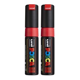 POSCA PC-8K Paint Markers, Broad Chisel Tip (8 mm), Fluorescent Red, Pack of 2