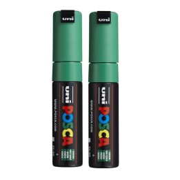POSCA PC-8K Paint Markers, Broad Chisel Tip (8 mm), Green, Pack of 2