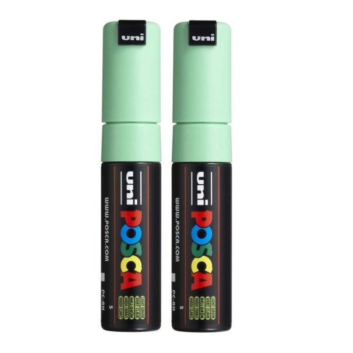 POSCA PC-8K Paint Markers, Broad Chisel Tip (8 mm), Light Green, Pack of 2