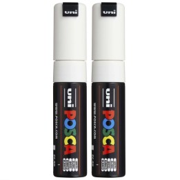 POSCA PC-8K Paint Markers, Broad Chisel Tip (8 mm), White, Pack of 2