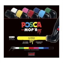 POSCA Mop'R PCM-22 Squeezable Paint Markers, Round Tip (3.0-19.0 mm), Assorted Colors, Set of 8