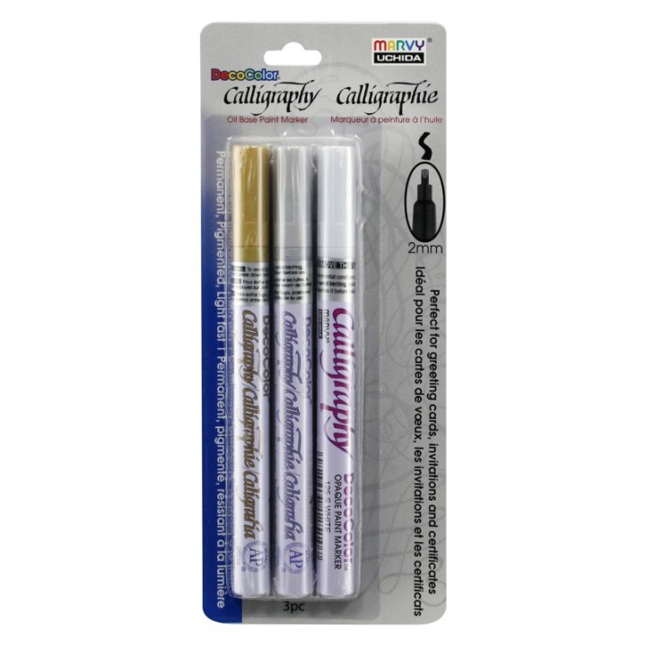 Marvy Uchida® DecoColor® Calligraphy Paint Markers, Color Set A, Set of 3