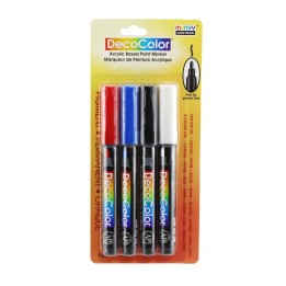 Marvy Uchida® DecoColor® Acrylic Paint Markers, Fine Point, Basic Colors, Set of 4