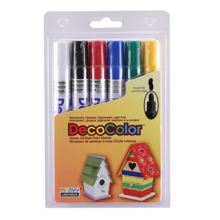 Marvy Uchida® DecoColor® Paint Markers, Broad Tip, 300-S, Primary Colors, Set of 6
